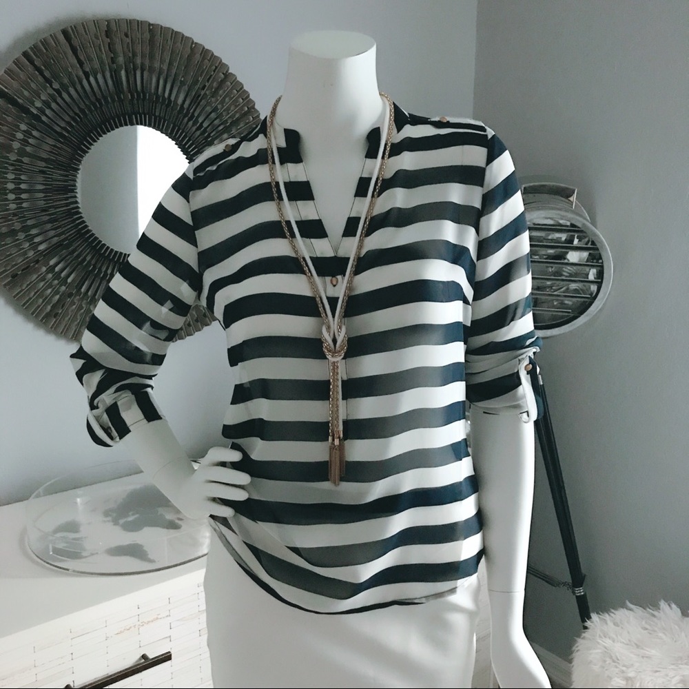 Navy striped shirt